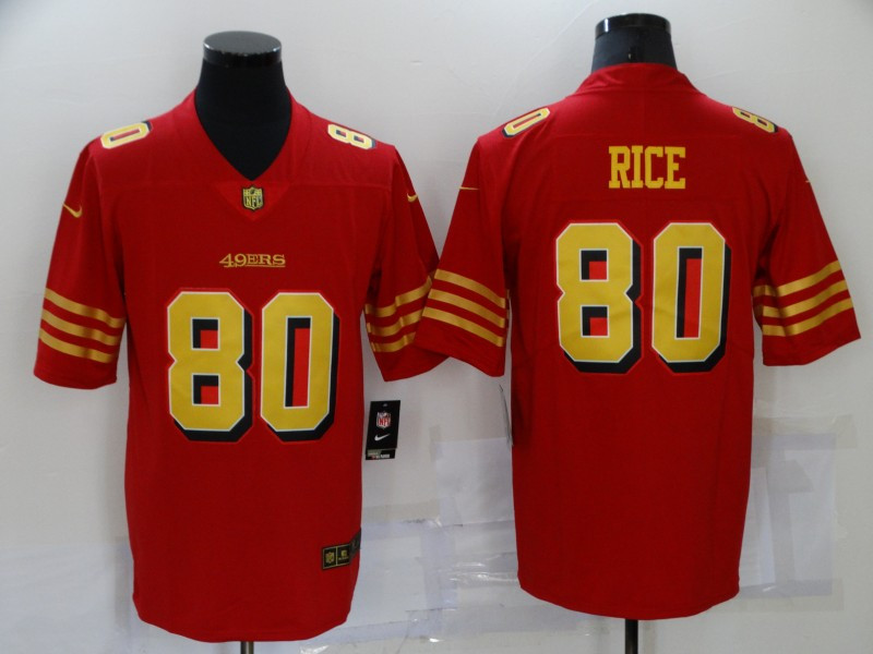 Men's San Francisco 49ers #80 Jerry Rice Red Gold 2021 Vapor Untouchable Stitched NFL Nike Limited Jersey Men's San Francisco 49ers #80 Jerry Rice Red Gold 2021 Vapor Untouchable Stitched NFL Nike Limited Jersey