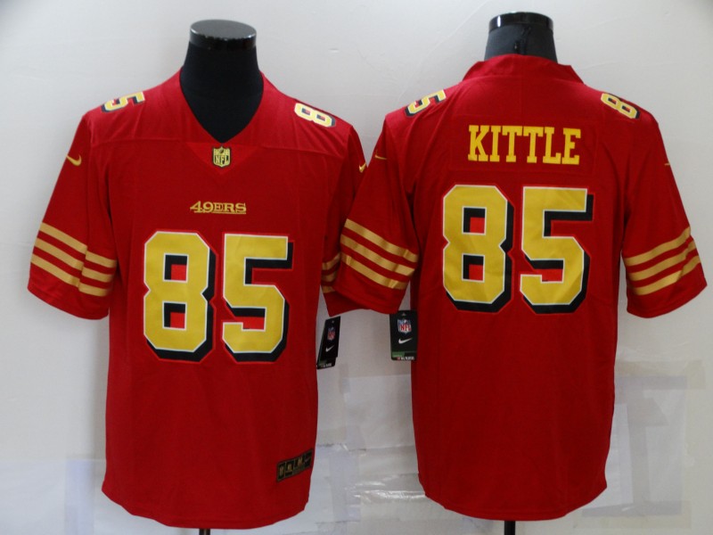 Men's San Francisco 49ers #85 George Kittle Red Gold 2021 Vapor Untouchable Stitched NFL Nike Limited Jersey Men's San Francisco 49ers #85 George Kittle Red Gold 2021 Vapor Untouchable Stitched NFL Nike Limited Jersey