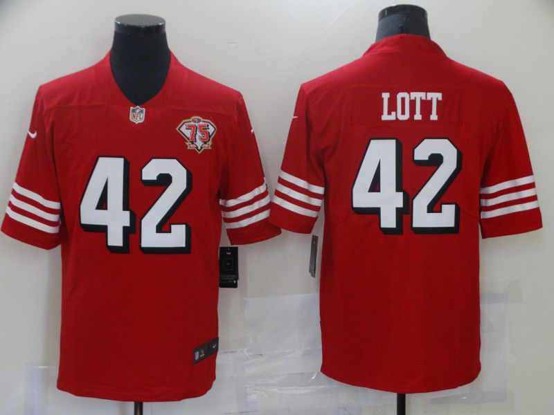 Men San Francisco 49ers 42 Lott Red 75th Nike Vapor Untouchable Limited 2021 NFL Jersey Men San Francisco 49ers 42 Lott Red 75th Nike Vapor Untouchable Limited 2021 NFL Jersey