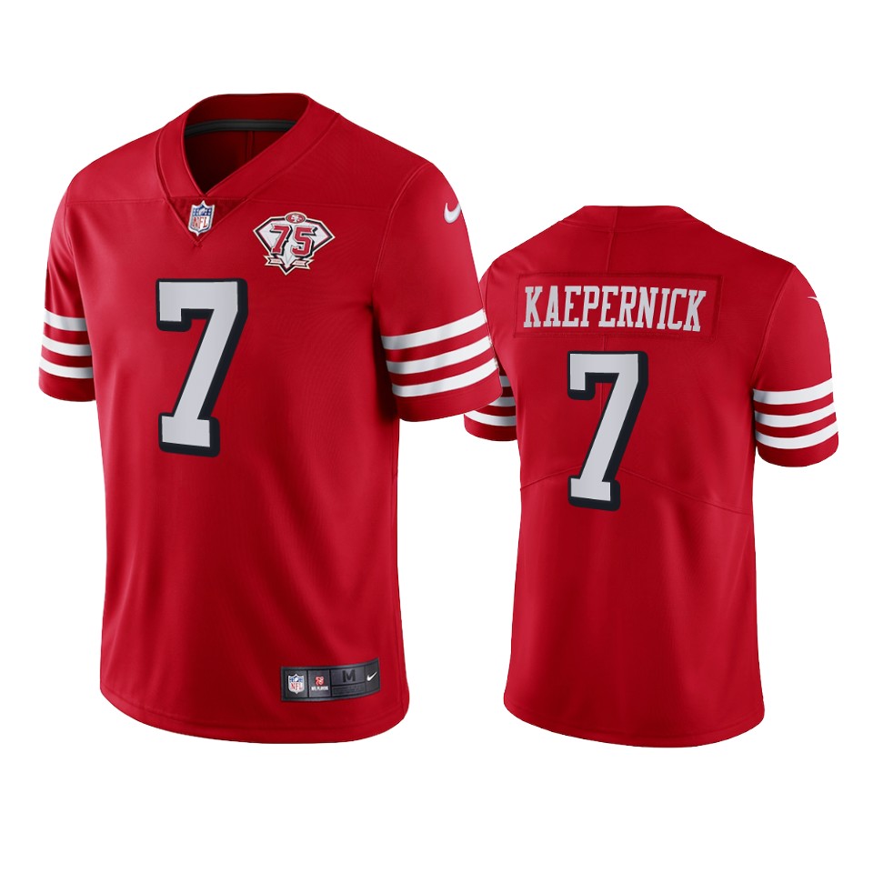 Nike 49ers #7 Colin Kaepernick Red Rush Men's 75th Anniversary Stitched NFL Vapor Untouchable Limited Jersey Nike 49ers #7 Colin Kaepernick Red Rush Men's 75th Anniversary Stitched NFL Vapor Untouchable Limited Jersey
