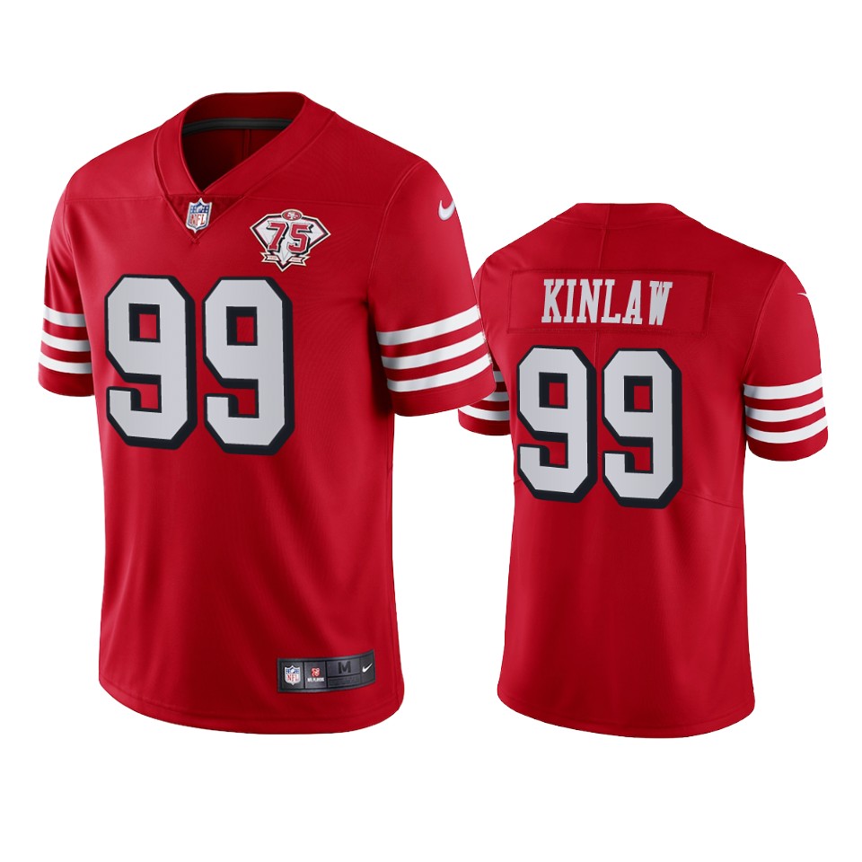 Nike 49ers #99 Javon Kinlaw Red Rush Men's 75th Anniversary Stitched NFL Vapor Untouchable Limited Jersey Nike 49ers #99 Javon Kinlaw Red Rush Men's 75th Anniversary Stitched NFL Vapor Untouchable Limited Jersey