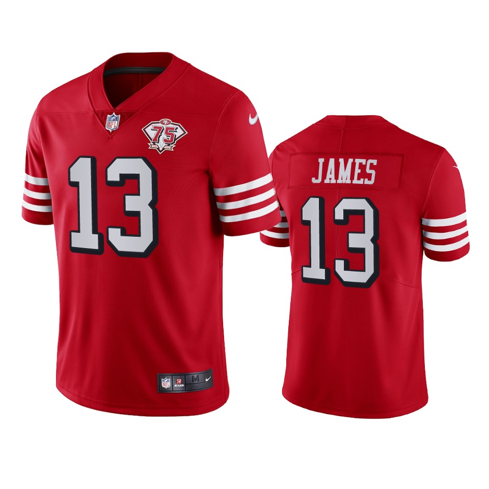 Nike 49ers #13 Richie James Red Rush Men's 75th Anniversary Stitched NFL Vapor Untouchable Limited Jersey Nike 49ers #13 Richie James Red Rush Men's 75th Anniversary Stitched NFL Vapor Untouchable Limited Jersey