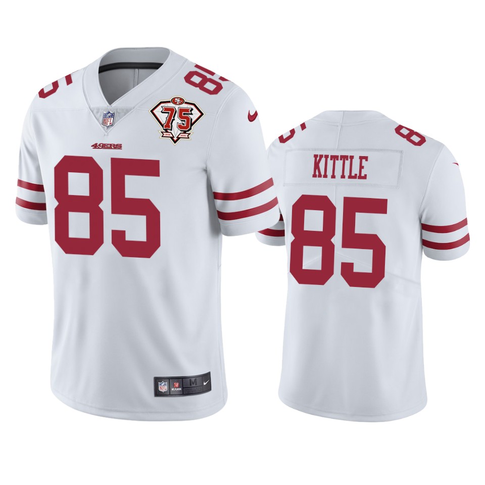 Nike 49ers #85 George Kittle White Men's 75th Anniversary Stitched NFL Vapor Untouchable Limited Jersey Nike 49ers #85 George Kittle White Men's 75th Anniversary Stitched NFL Vapor Untouchable Limited Jersey