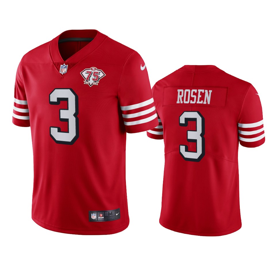 Nike 49ers #3 Josh Rosen Red Rush Men's 75th Anniversary Stitched NFL Vapor Untouchable Limited Jersey Nike 49ers #3 Josh Rosen Red Rush Men's 75th Anniversary Stitched NFL Vapor Untouchable Limited Jersey