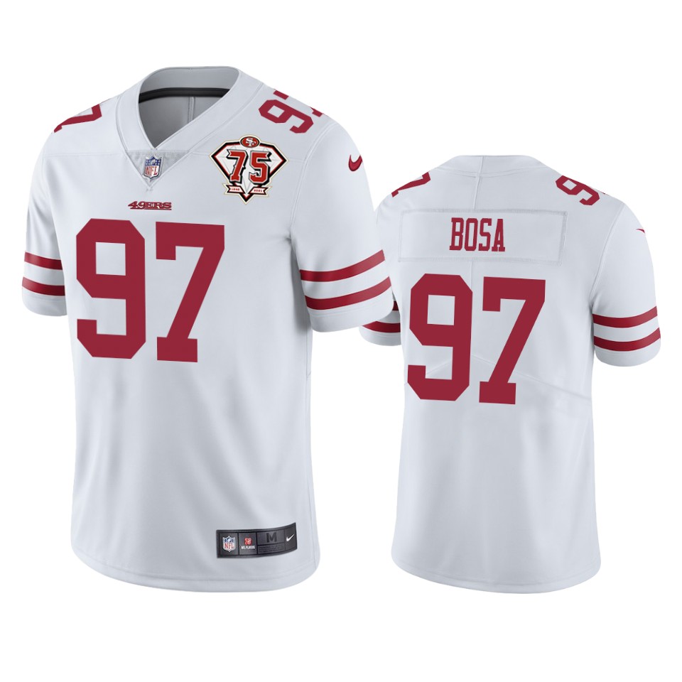 Nike 49ers #97 Nick Bosa White Men's 75th Anniversary Stitched NFL Vapor Untouchable Limited Jersey Nike 49ers #97 Nick Bosa White Men's 75th Anniversary Stitched NFL Vapor Untouchable Limited Jersey