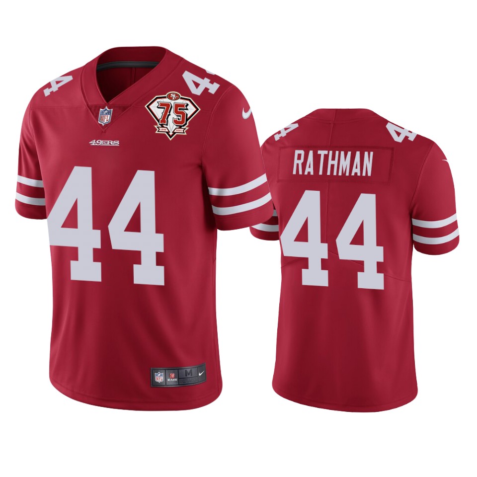 Nike 49ers #44 Tom Rathman Red Men's 75th Anniversary Stitched NFL Vapor Untouchable Limited Jersey Nike 49ers #44 Tom Rathman Red Men's 75th Anniversary Stitched NFL Vapor Untouchable Limited Jersey