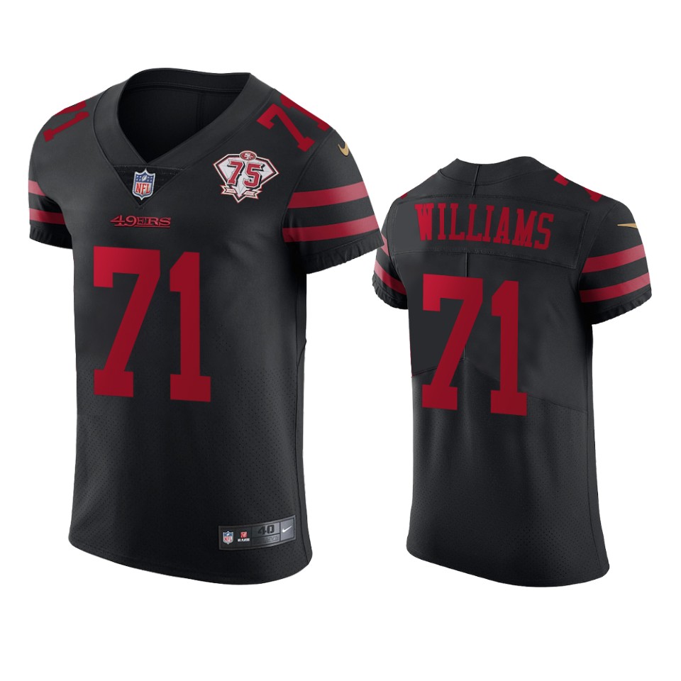 Nike 49ers #71 Trent Williams Black Alternate Men's 75th Anniversary Stitched NFL Vapor Untouchable Elite Jersey Nike 49ers #71 Trent Williams Black Alternate Men's 75th Anniversary Stitched NFL Vapor Untouchable Elite Jersey