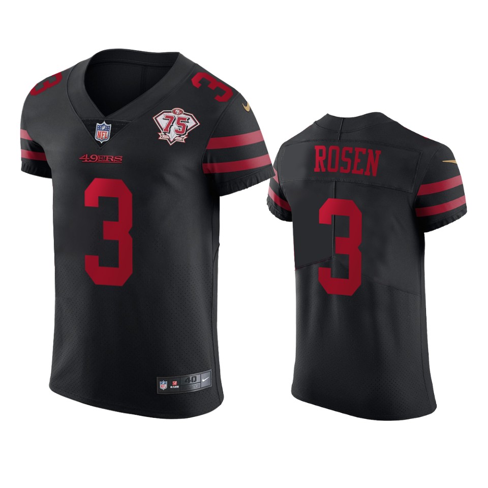 Nike 49ers #3 Josh Rosen Black Alternate Men's 75th Anniversary Stitched NFL Vapor Untouchable Elite Jersey Nike 49ers #3 Josh Rosen Black Alternate Men's 75th Anniversary Stitched NFL Vapor Untouchable Elite Jersey