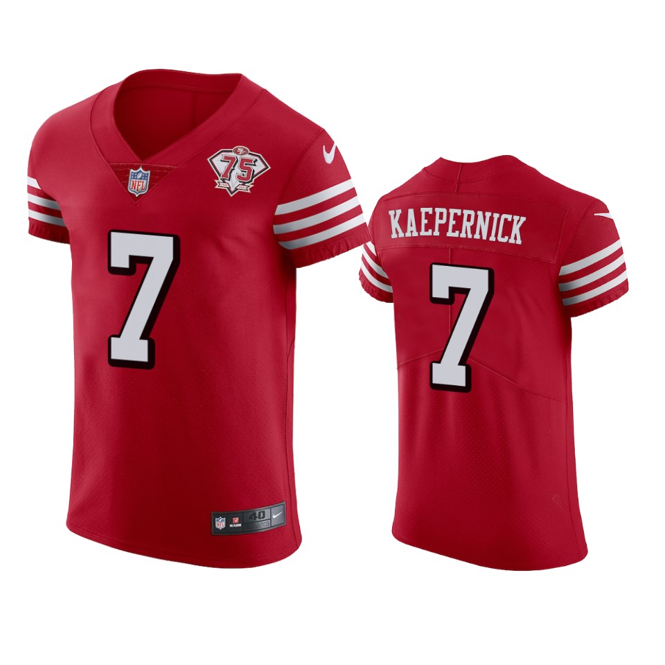 Nike 49ers #7 Colin Kaepernick Red Rush Men's 75th Anniversary Stitched NFL Vapor Untouchable Elite Jersey Nike 49ers #7 Colin Kaepernick Red Rush Men's 75th Anniversary Stitched NFL Vapor Untouchable Elite Jersey