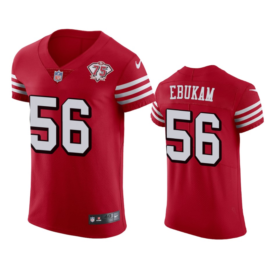 Nike 49ers #56 Samson Ebukam Red Rush Men's 75th Anniversary Stitched NFL Vapor Untouchable Elite Jersey Nike 49ers #56 Samson Ebukam Red Rush Men's 75th Anniversary Stitched NFL Vapor Untouchable Elite Jersey