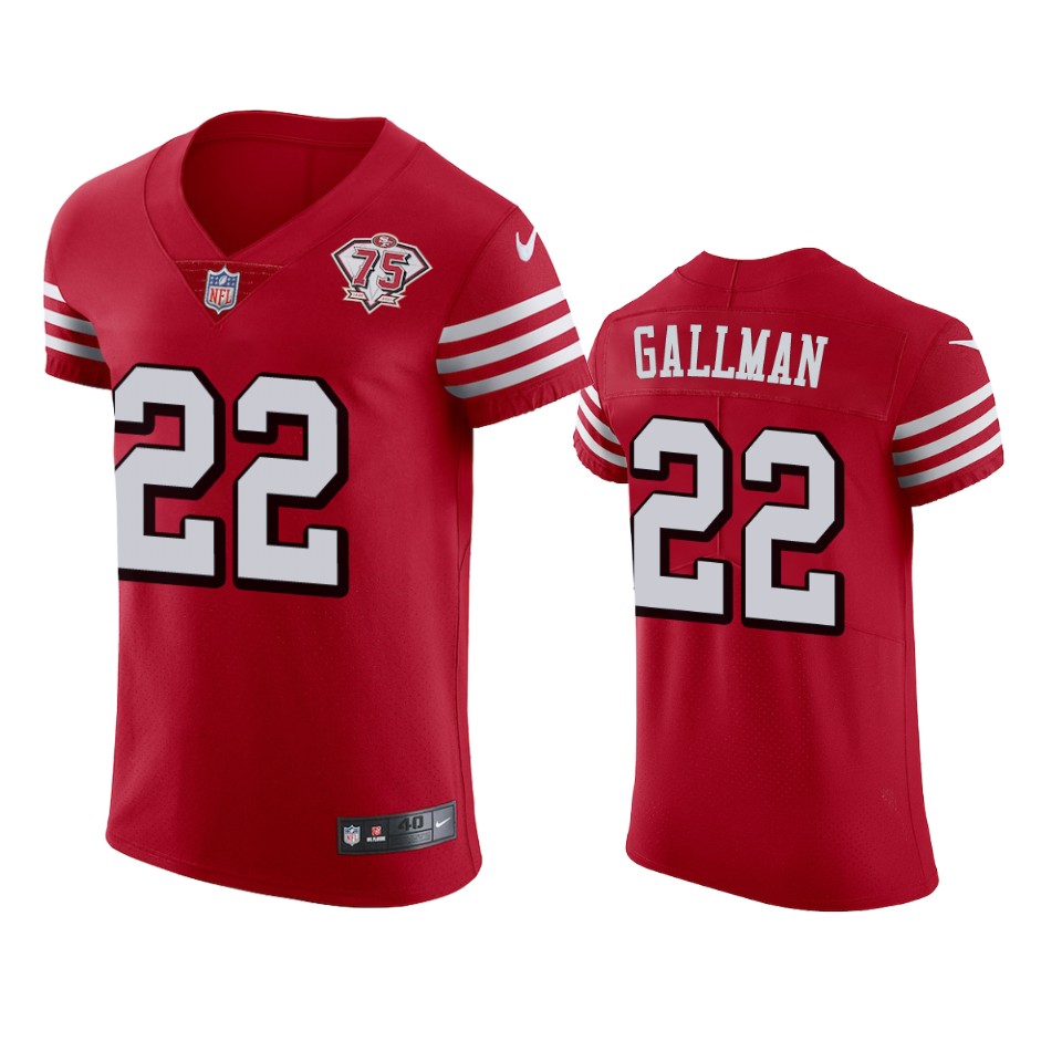 Nike 49ers #22 Wayne Gallman Red Rush Men's 75th Anniversary Stitched NFL Vapor Untouchable Elite Jersey Nike 49ers #22 Wayne Gallman Red Rush Men's 75th Anniversary Stitched NFL Vapor Untouchable Elite Jersey