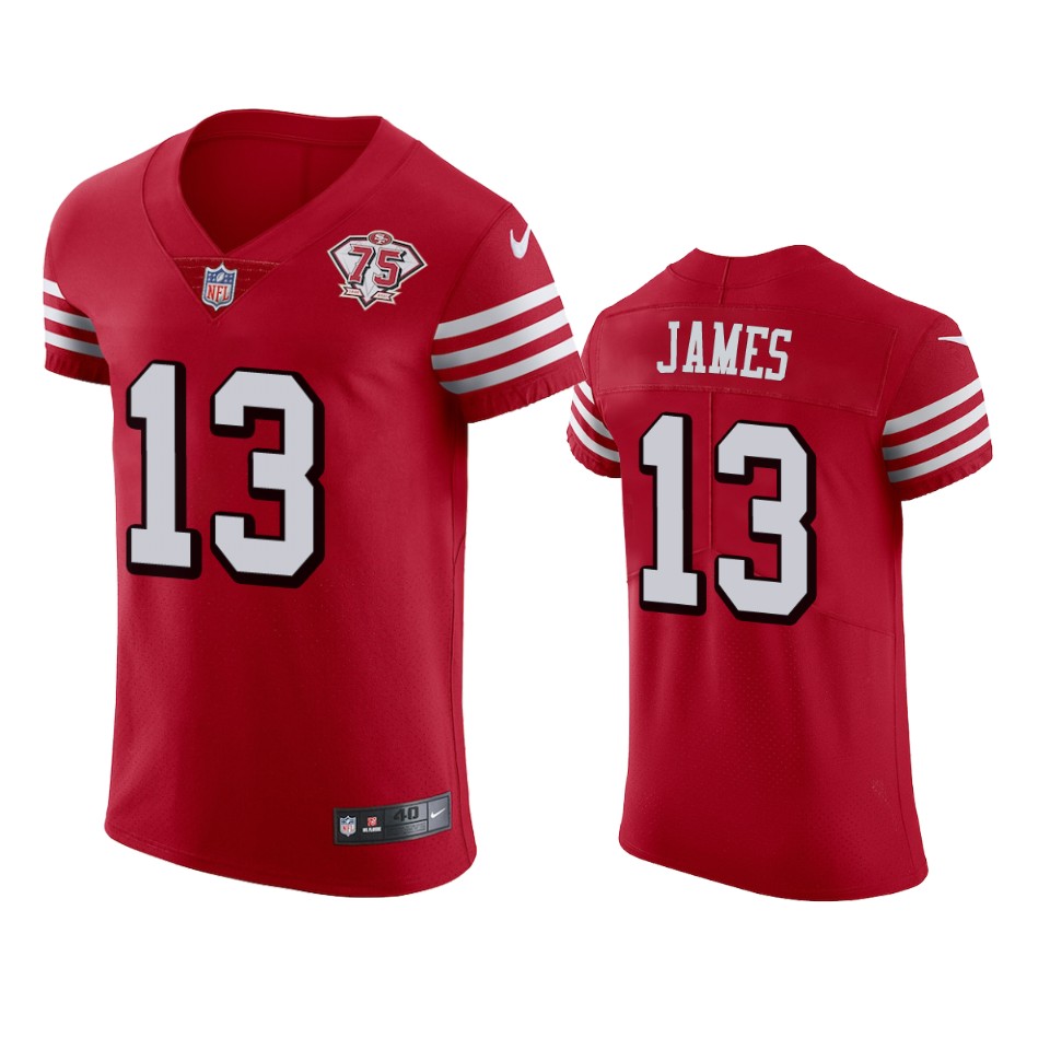 Nike 49ers #13 Richie James Red Rush Men's 75th Anniversary Stitched NFL Vapor Untouchable Elite Jersey Nike 49ers #13 Richie James Red Rush Men's 75th Anniversary Stitched NFL Vapor Untouchable Elite Jersey
