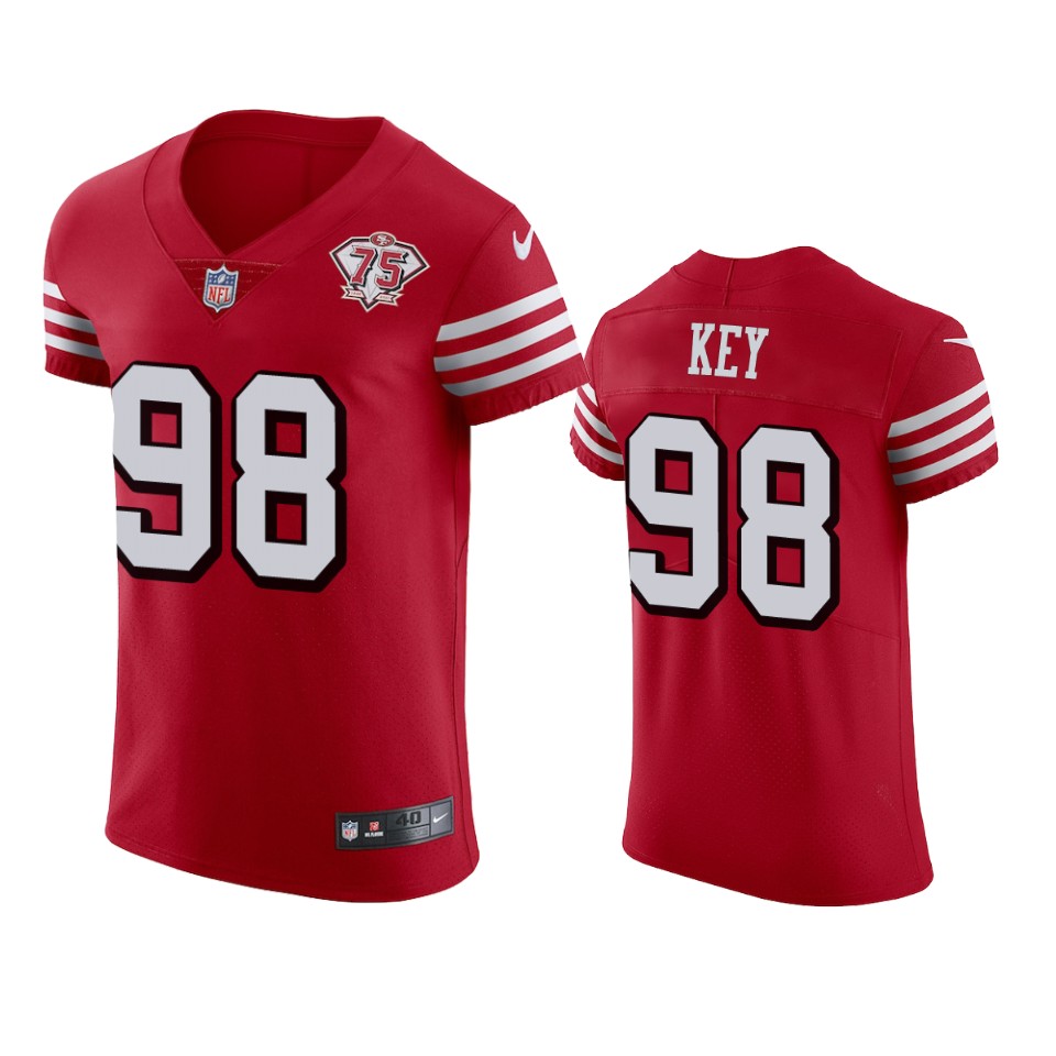 Nike 49ers #98 Arden Key Red Rush Men's 75th Anniversary Stitched NFL Vapor Untouchable Elite Jersey Nike 49ers #98 Arden Key Red Rush Men's 75th Anniversary Stitched NFL Vapor Untouchable Elite Jersey
