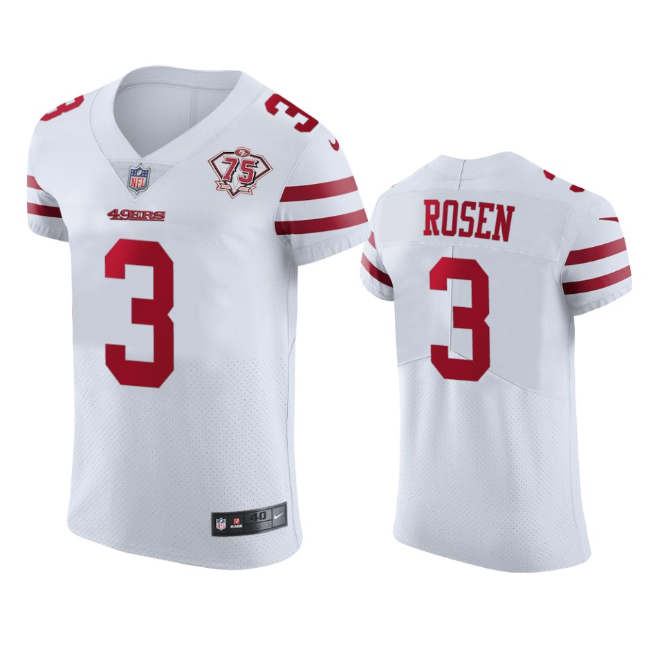 Nike 49ers #3 Josh Rosen White Men's 75th Anniversary Stitched NFL Vapor Untouchable Elite Jersey Nike 49ers #3 Josh Rosen White Men's 75th Anniversary Stitched NFL Vapor Untouchable Elite Jersey