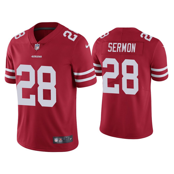 Men's 49ers #28 Trey Sermon Red Jersey Vapor Limited Jersey Men's 49ers #28 Trey Sermon Red Jersey Vapor Limited Jersey