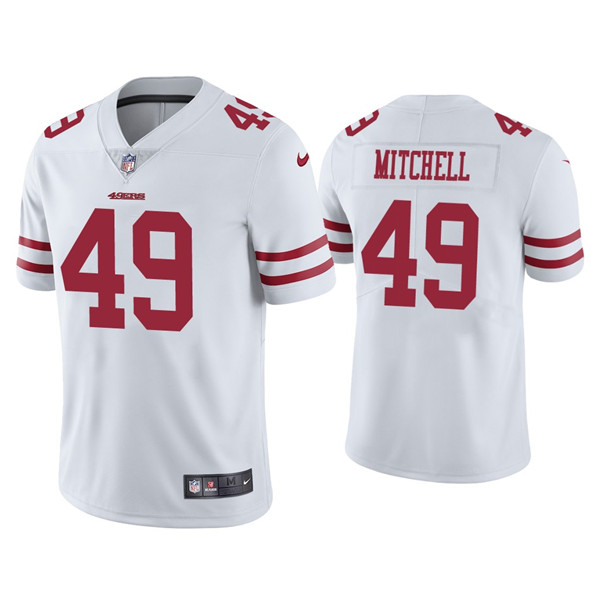 Men's 49ers #49 Elijah Mitchell White Vapor Limited Jersey Men's 49ers #49 Elijah Mitchell White Vapor Limited Jersey