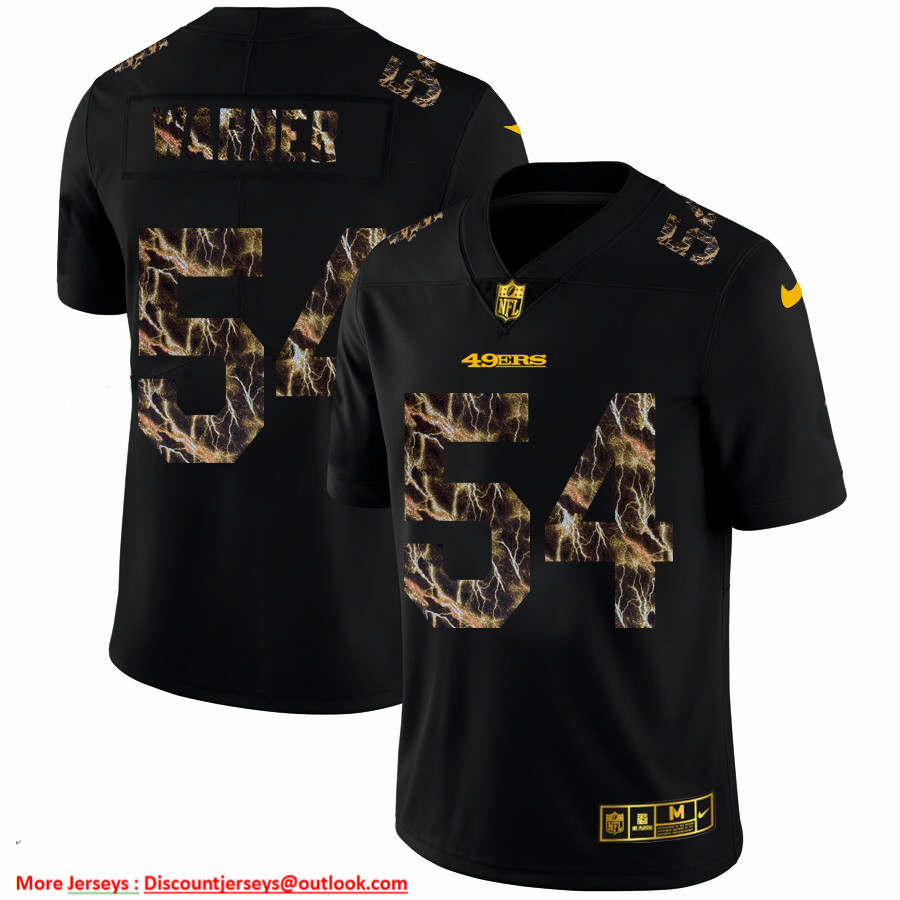 San Francisco 49ers #54 Fred Warner Men's Black Nike Flocked Lightning Vapor Limited NFL Jersey San Francisco 49ers #54 Fred Warner Men's Black Nike Flocked Lightning Vapor Limited NFL Jersey