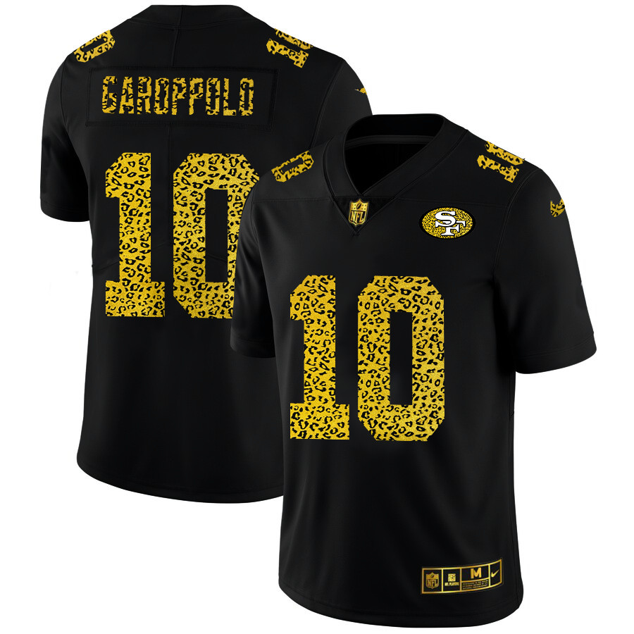 San Francisco 49ers #10 Jimmy Garoppolo Men's Nike Leopard Print Fashion Vapor Limited NFL Jersey Black San Francisco 49ers #10 Jimmy Garoppolo Men's Nike Leopard Print Fashion Vapor Limited NFL Jersey Black
