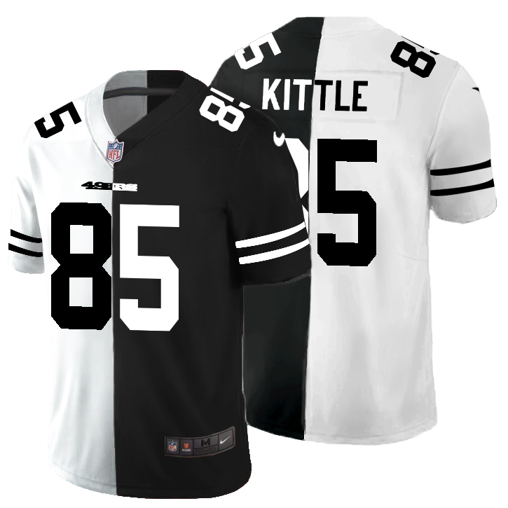 San Francisco 49ers #85 George Kittle Men's Black V White Peace Split Nike Vapor Untouchable Limited NFL Jersey San Francisco 49ers #85 George Kittle Men's Black V White Peace Split Nike Vapor Untouchable Limited NFL Jersey