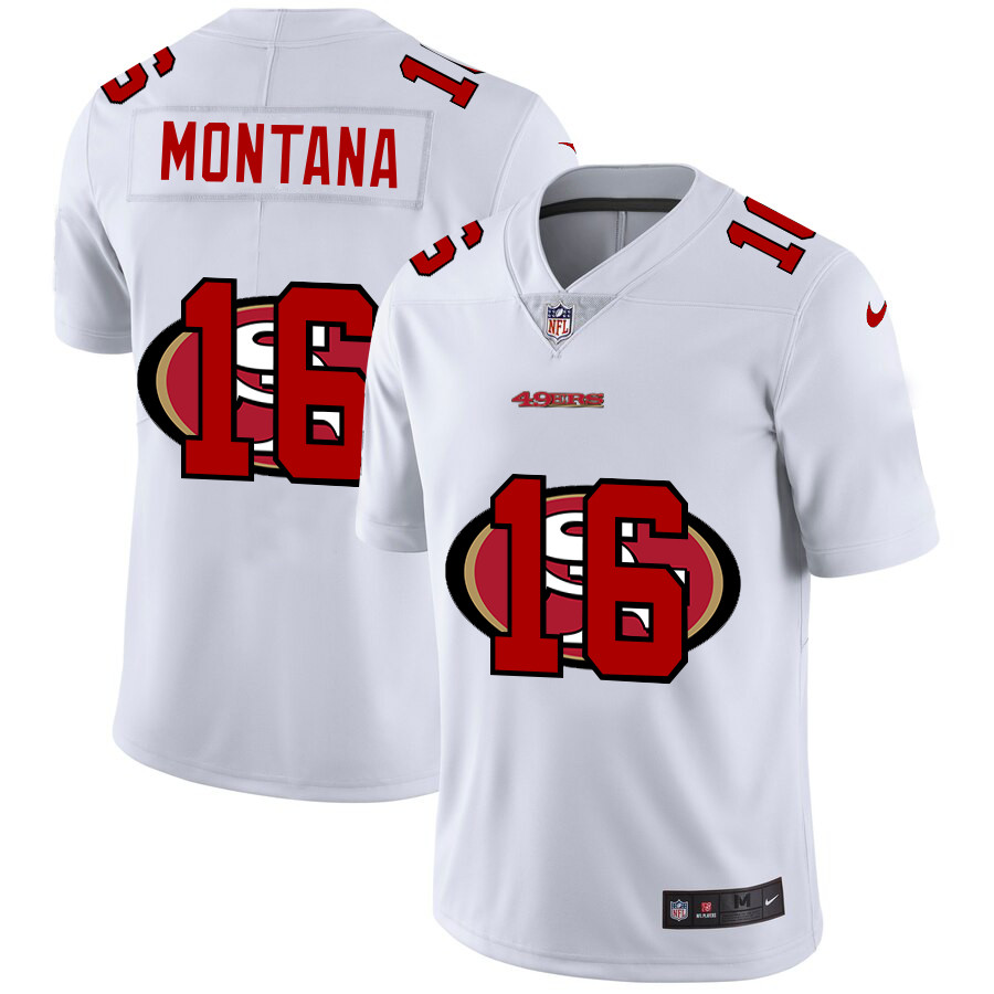 Nike 49ers 16 Joe Montana White Shadow Logo Limited Jersey Nike 49ers 16 Joe Montana White Shadow Logo Limited Jersey