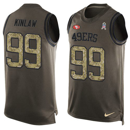 Nike 49ers #99 Javon Kinlaw Green Men's Stitched NFL Limited Salute To Service Tank Top Jersey Nike 49ers #99 Javon Kinlaw Green Men's Stitched NFL Limited Salute To Service Tank Top Jersey