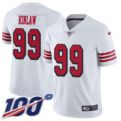 Nike 49ers #99 Javon Kinlaw White Men's Stitched NFL Limited Rush 100th Season Jersey Nike 49ers #99 Javon Kinlaw White Men's Stitched NFL Limited Rush 100th Season Jersey