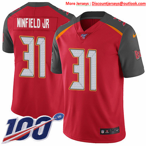 Nike Buccaneers #31 Antoine Winfield Jr. Red Team Color Men's Stitched NFL 100th Season Vapor Untouchable Limited Jersey Nike Buccaneers #31 Antoine Winfield Jr. Red Team Color Men's Stitched NFL 100th Season Vapor Untouchable Limited Jersey