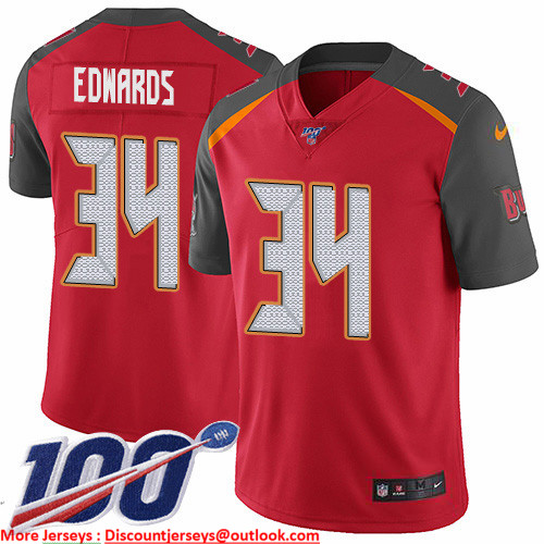 Nike Buccaneers #34 Mike Edwards Red Team Color Men's Stitched NFL 100th Season Vapor Untouchable Limited Jersey Nike Buccaneers #34 Mike Edwards Red Team Color Men's Stitched NFL 100th Season Vapor Untouchable Limited Jersey