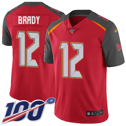 Nike Buccaneers #12 Tom Brady Red Team Color Men's Stitched NFL 100th Season Vapor Untouchable Limited Jersey Nike Buccaneers #12 Tom Brady Red Team Color Men's Stitched NFL 100th Season Vapor Untouchable Limited Jersey