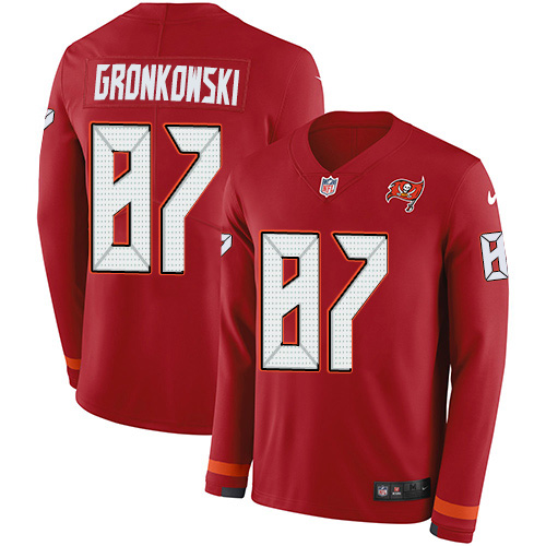 Nike Buccaneers #87 Rob Gronkowski Red Team Color Men's Stitched NFL Limited Therma Long Sleeve Jersey Nike Buccaneers #87 Rob Gronkowski Red Team Color Men's Stitched NFL Limited Therma Long Sleeve Jersey