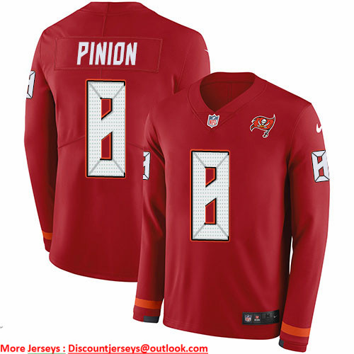 Nike Buccaneers #8 Bradley Pinion Red Team Color Men's Stitched NFL Limited Therma Long Sleeve Jersey Nike Buccaneers #8 Bradley Pinion Red Team Color Men's Stitched NFL Limited Therma Long Sleeve Jersey