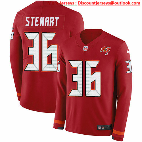Nike Buccaneers #36 M.J. Stewart Red Team Color Men's Stitched NFL Limited Therma Long Sleeve Jersey Nike Buccaneers #36 M.J. Stewart Red Team Color Men's Stitched NFL Limited Therma Long Sleeve Jersey