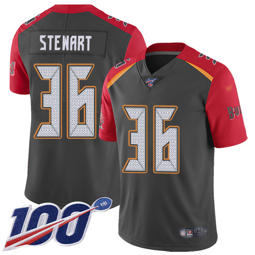 Nike Buccaneers #36 M.J. Stewart Gray Men's Stitched NFL Limited Inverted Legend 100th Season Jersey Nike Buccaneers #36 M.J. Stewart Gray Men's Stitched NFL Limited Inverted Legend 100th Season Jersey