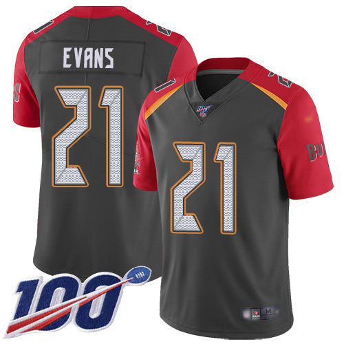 Nike Buccaneers #21 Justin Evans Gray Men's Stitched NFL Limited Inverted Legend 100th Season Jersey Nike Buccaneers #21 Justin Evans Gray Men's Stitched NFL Limited Inverted Legend 100th Season Jersey