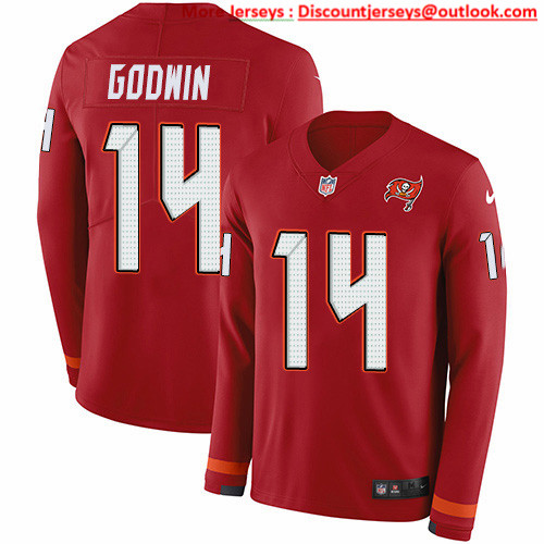 Nike Buccaneers #14 Chris Godwin Red Team Color Men's Stitched NFL Limited Therma Long Sleeve Jersey Nike Buccaneers #14 Chris Godwin Red Team Color Men's Stitched NFL Limited Therma Long Sleeve Jersey