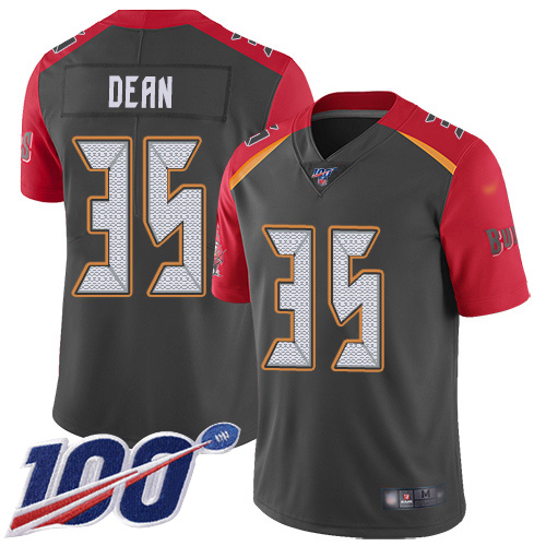 Nike Buccaneers #35 Jamel Dean Gray Men's Stitched NFL Limited Inverted Legend 100th Season Jersey Nike Buccaneers #35 Jamel Dean Gray Men's Stitched NFL Limited Inverted Legend 100th Season Jersey
