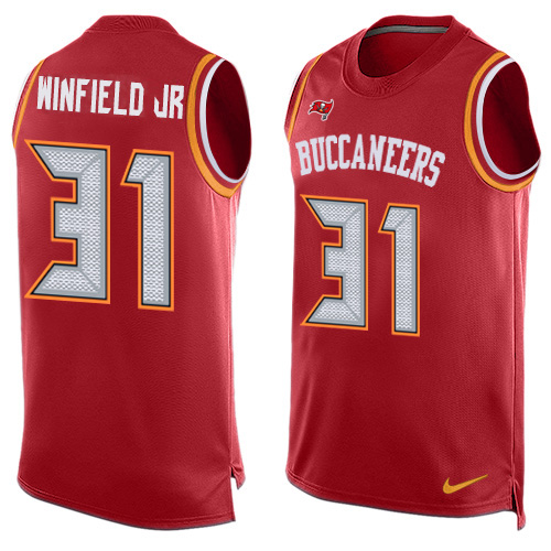Nike Buccaneers #31 Antoine Winfield Jr. Red Team Color Men's Stitched NFL Limited Tank Top Jersey Nike Buccaneers #31 Antoine Winfield Jr. Red Team Color Men's Stitched NFL Limited Tank Top Jersey