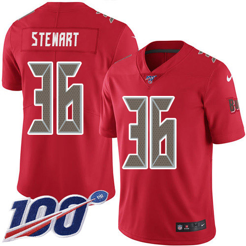 Nike Buccaneers #36 M.J. Stewart Red Men's Stitched NFL Limited Rush 100th Season Jersey Nike Buccaneers #36 M.J. Stewart Red Men's Stitched NFL Limited Rush 100th Season Jersey