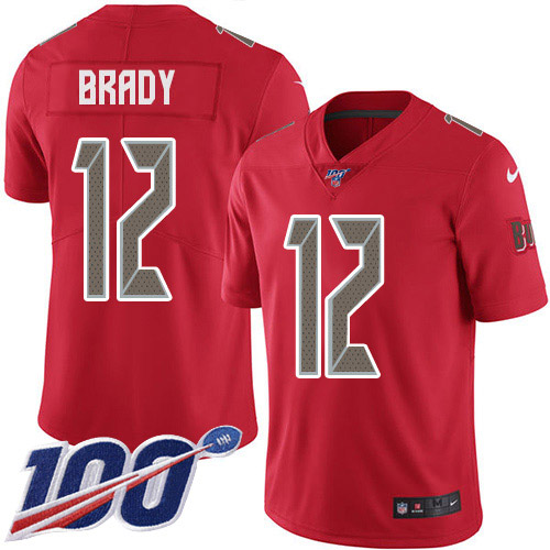 Nike Buccaneers #12 Tom Brady Red Men's Stitched NFL Limited Rush 100th Season Jersey Nike Buccaneers #12 Tom Brady Red Men's Stitched NFL Limited Rush 100th Season Jersey