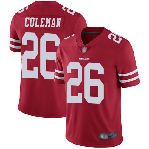 49ers #26 Tevin Coleman Red Team Color Men's Stitched Football Vapor Untouchable Limited Jersey 49ers #26 Tevin Coleman Red Team Color Men's Stitched Football Vapor Untouchable Limited Jersey