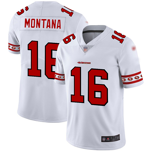 49ers #16 Joe Montana White Men's Stitched Football Limited Team Logo Fashion Jersey 49ers #16 Joe Montana White Men's Stitched Football Limited Team Logo Fashion Jersey