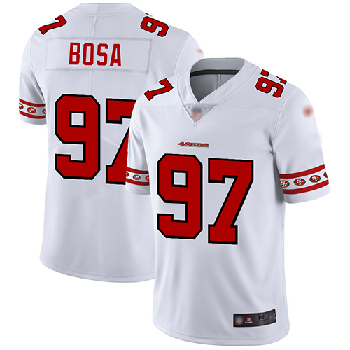 49ers #97 Nick Bosa White Men's Stitched Football Limited Team Logo Fashion Jersey 49ers #97 Nick Bosa White Men's Stitched Football Limited Team Logo Fashion Jersey