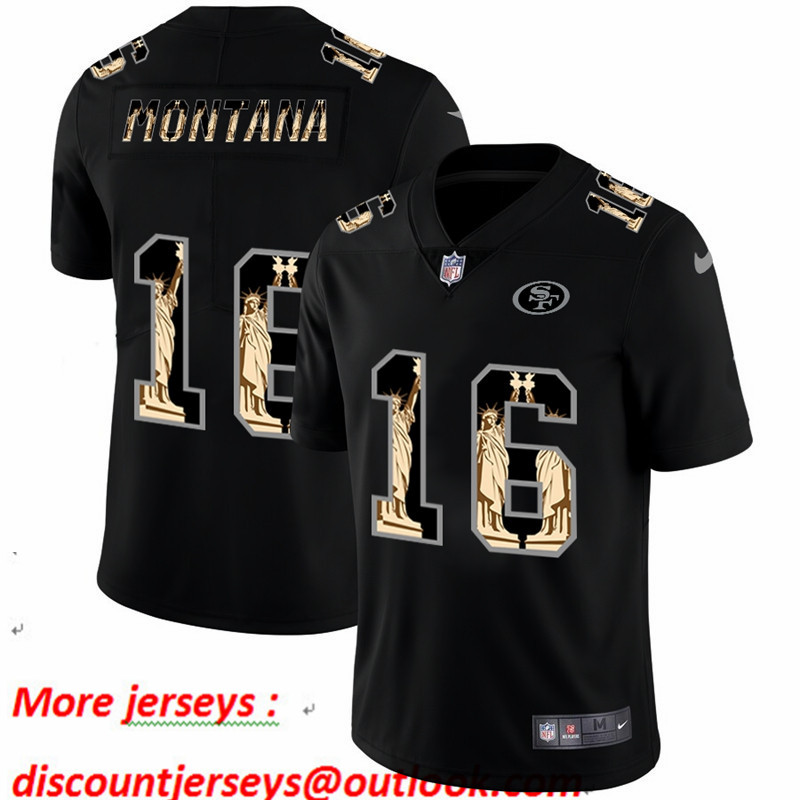 Nike 49ers 16 Joe Montana Black Statue Of Liberty Limited Jersey Nike 49ers 16 Joe Montana Black Statue Of Liberty Limited Jersey