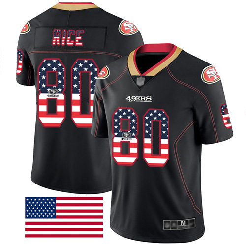 49ers #80 Jerry Rice Black Men's Stitched Football Limited Rush USA Flag Jersey 49ers #80 Jerry Rice Black Men's Stitched Football Limited Rush USA Flag Jersey