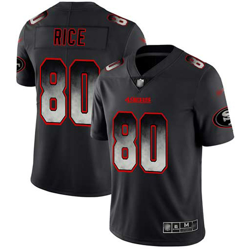 49ers #80 Jerry Rice Black Men's Stitched Football Vapor Untouchable Limited Smoke Fashion Jersey 49ers #80 Jerry Rice Black Men's Stitched Football Vapor Untouchable Limited Smoke Fashion Jersey