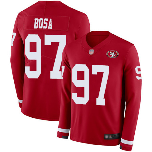 49ers #97 Nick Bosa Red Team Color Men's Stitched Football Limited Therma Long Sleeve Jersey 49ers #97 Nick Bosa Red Team Color Men's Stitched Football Limited Therma Long Sleeve Jersey