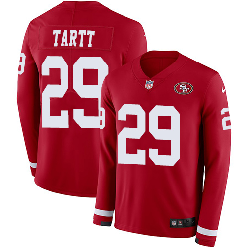 Nike 49ers #29 Jaquiski Tartt Red Team Color Men's Stitched NFL Limited Therma Long Sleeve Jersey Nike 49ers #29 Jaquiski Tartt Red Team Color Men's Stitched NFL Limited Therma Long Sleeve Jersey