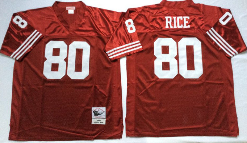 Mitchell And Ness 49ers #80 Jerry Rice red Men's Throwback Stitched NFL Jersey Mitchell And Ness 49ers #80 Jerry Rice red Men's Throwback Stitched NFL Jersey