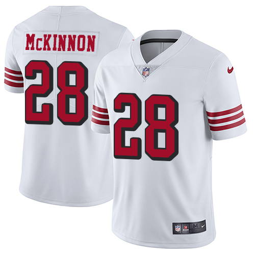 Nike 49ers #28 Jerick McKinnon White Rush Men's Stitched NFL Vapor Untouchable Limited Jersey Nike 49ers #28 Jerick McKinnon White Rush Men's Stitched NFL Vapor Untouchable Limited Jersey