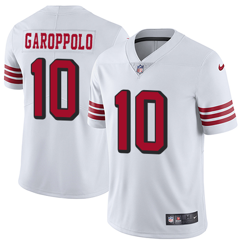 Nike 49ers #10 Jimmy Garoppolo White Rush Men's Stitched NFL Vapor Untouchable Limited Jersey Nike 49ers #10 Jimmy Garoppolo White Rush Men's Stitched NFL Vapor Untouchable Limited Jersey
